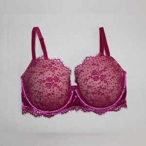 Women’s Victoria’s Secret Dream Angels Lined Lace Velvet Demi Bra Size 32DDD